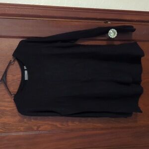 Susan Graver Lifestyle Black Long Sleeve Longer Length Blouse Size Medium